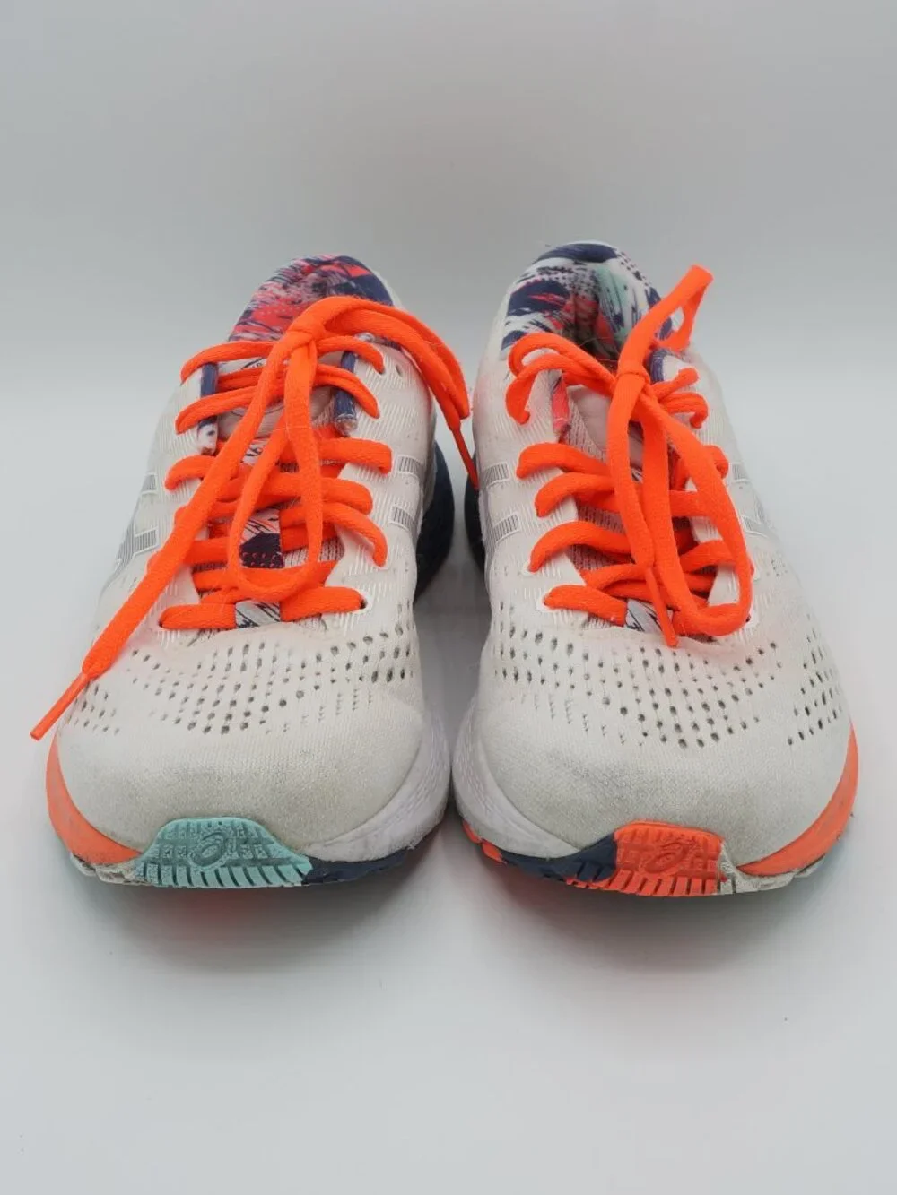 ASICS Gel Series White Neon Orange Running Shoes Women's Size 8